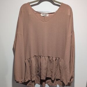 Haptics Women's Ruffle-Hem V-Neck Tunic in Dusty Rose